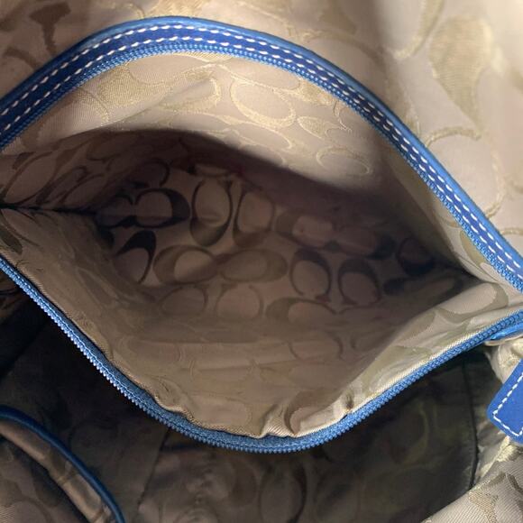 COACH Vintage Blue Contrast Stitch Leather Crossbody Handbag - Picture 9 of 9